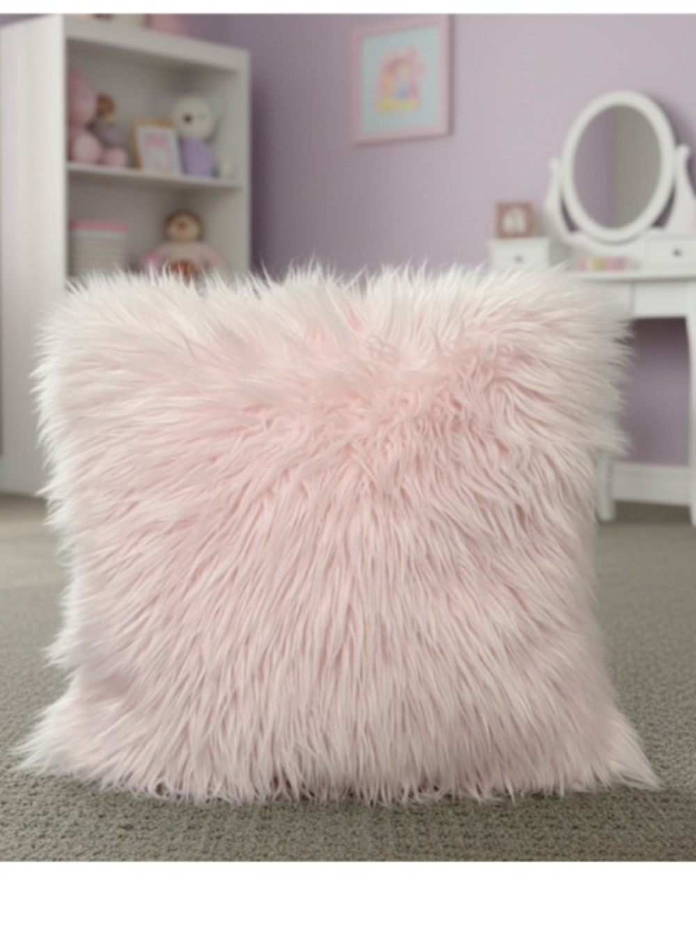 Pink Faux Fur Pillow